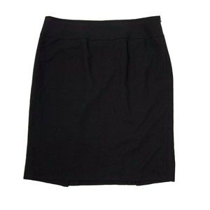 Ann Taylor Loft Skirt Womens Size 10 Solid All Black Wool Blend Side Zip Pencil